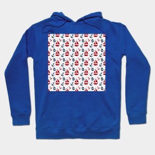 Red and Navy Blue Nautical yachts Hoodie